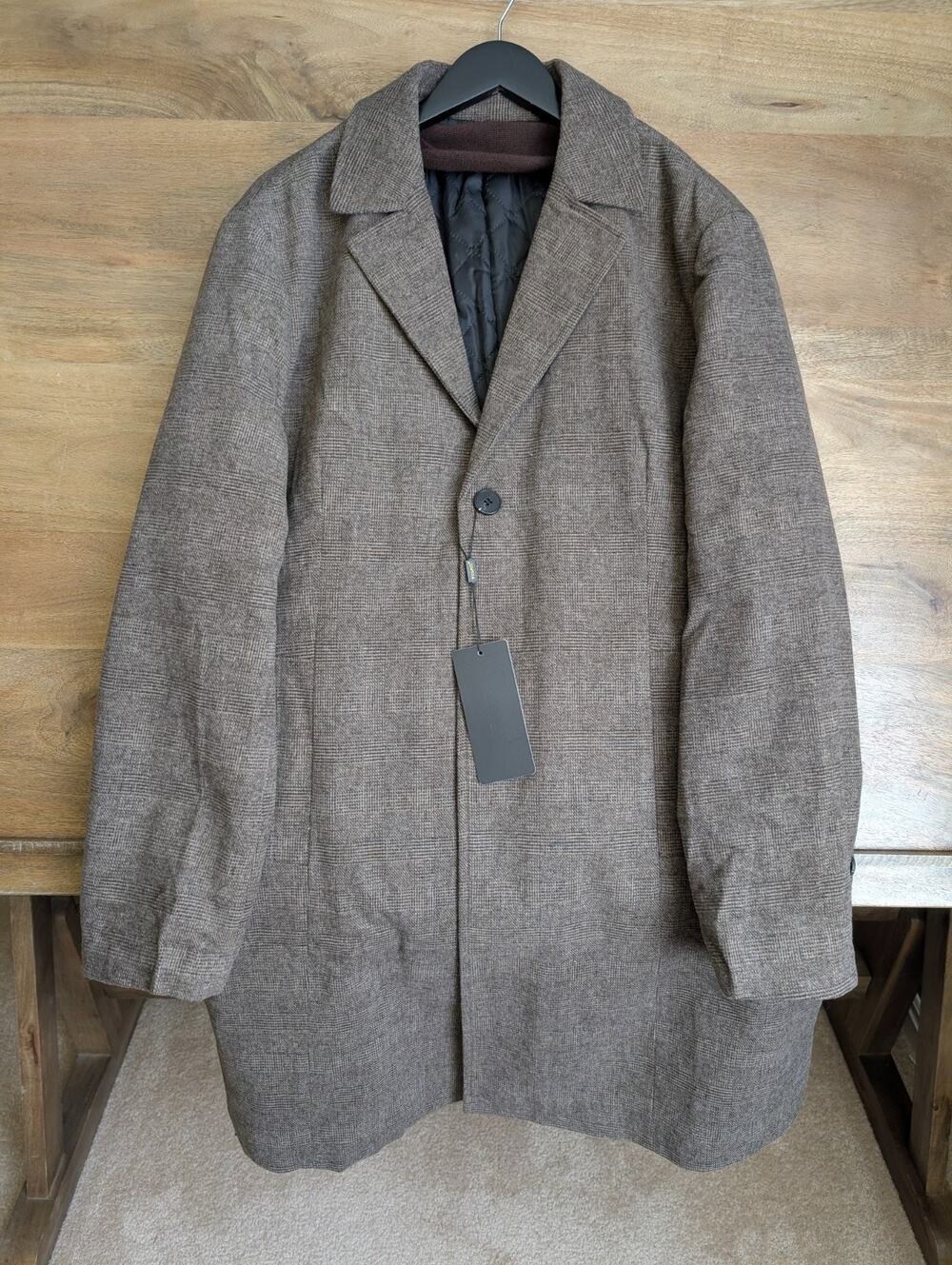 Wulful Long Blazer Coat Mens XL Tan Quilted Lined Wool Classic Fit Notch NWT
